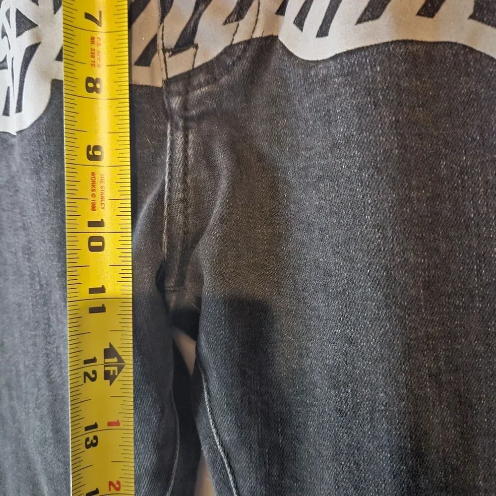 BBC IceCream Jeans Black Wash Slim Straight Fit Sz 34 Running Dog